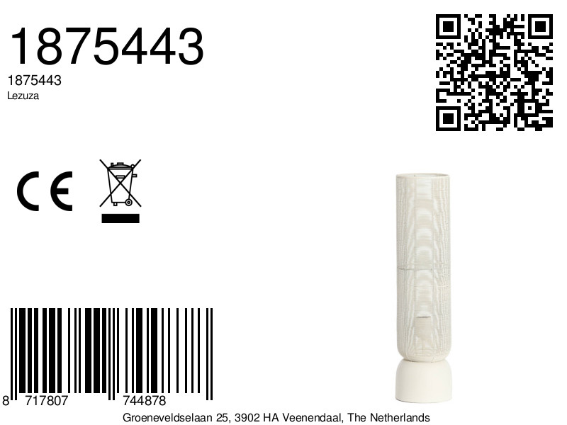 Hohe Tischlampe zylindrisch in Off-White Light & Living Lezuza – Bild 7