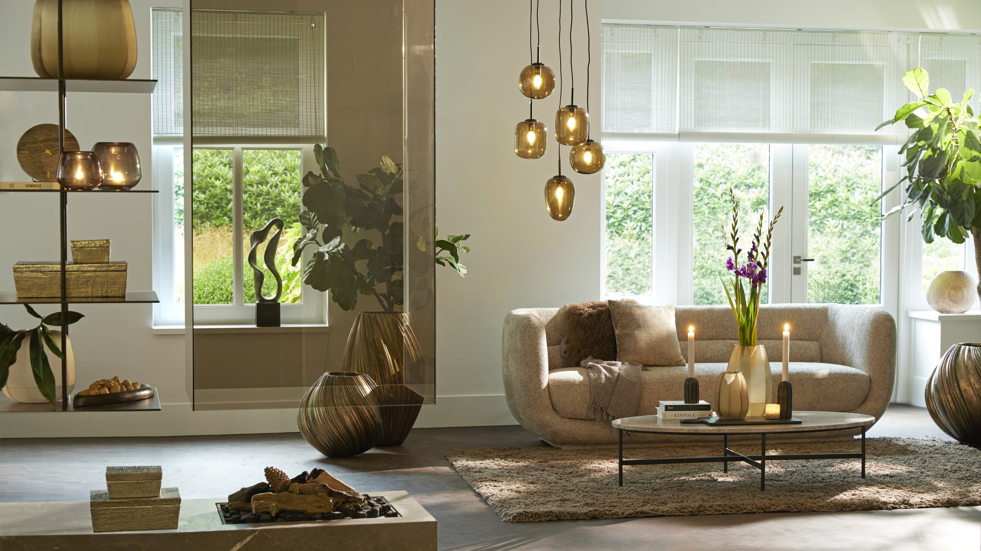 Cluster-Hängelampe mit braunen Glaskugeln Light & Living Mezza – Bild 4