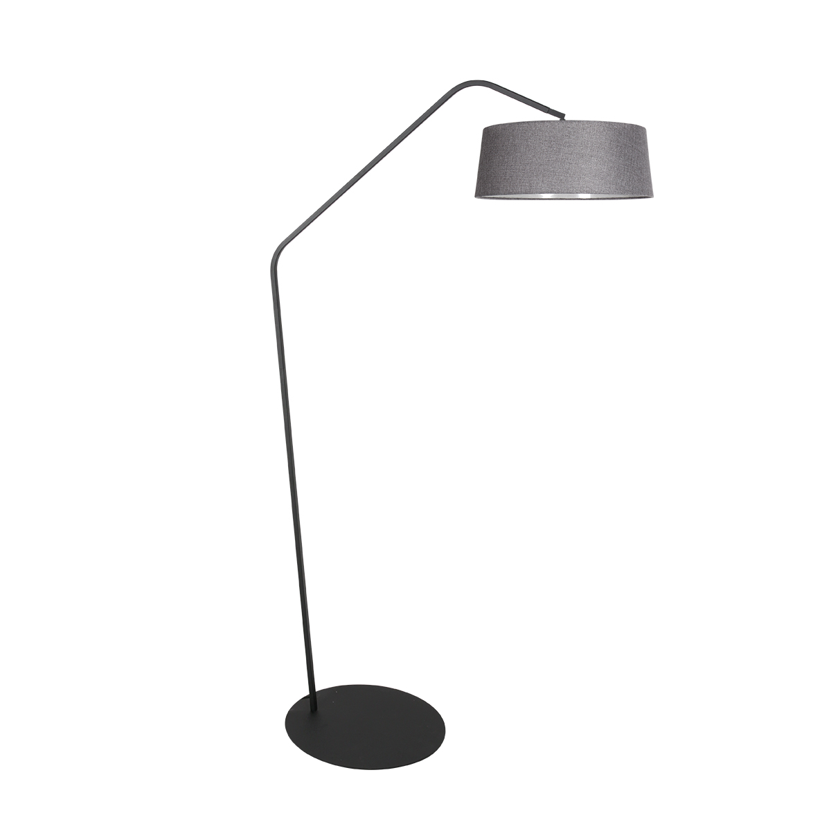 Schwarze Bogenlampe mit Knick und grauem Schirm Anne Lighting ZigZag