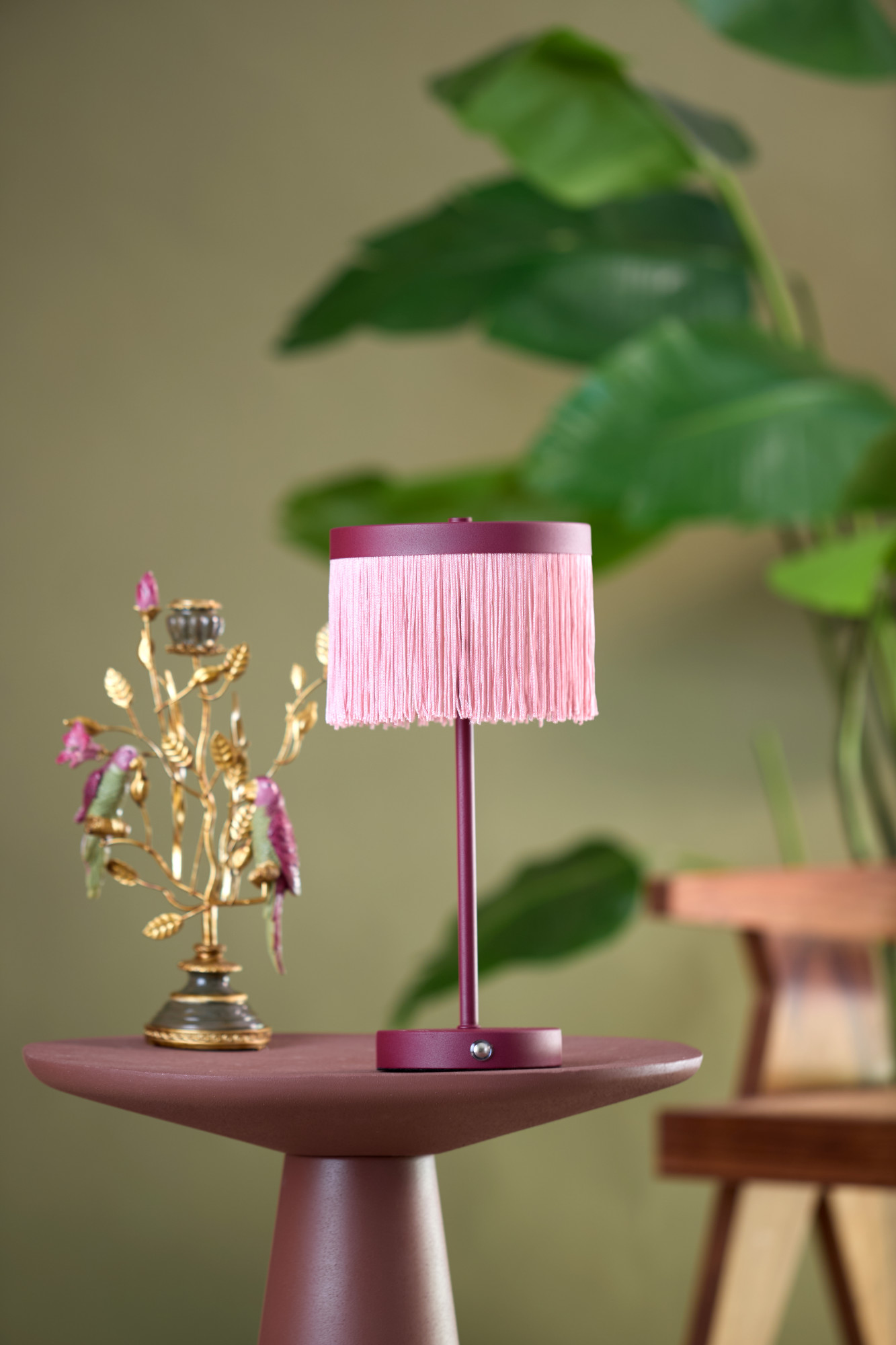 Rosafarbene Tischlampe mit Fransen Light & Living Diny – Bild 4