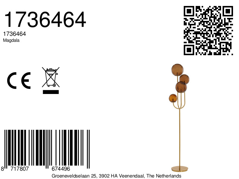 Goldene Stehlampe mit Kugeln Light & Living Magdala – Bild 8