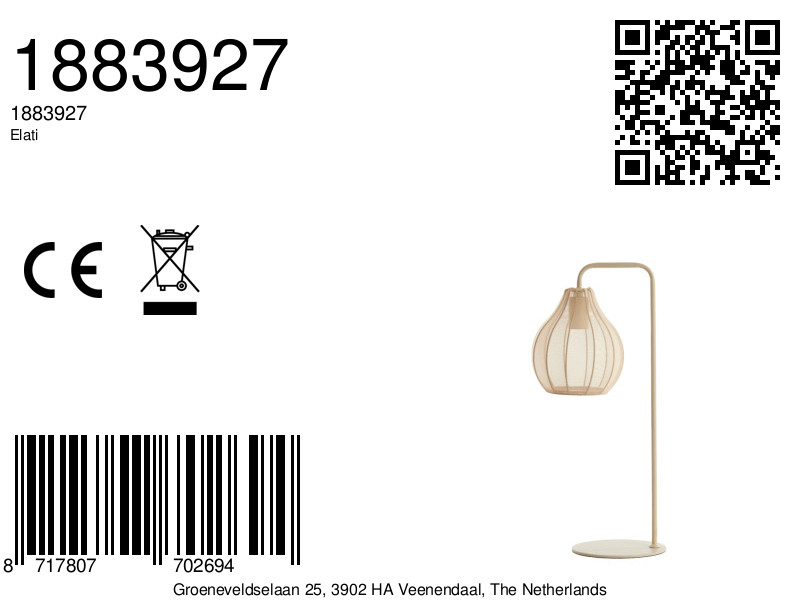 Tischleuchte mit beigem Drahtrahmen Light & Living Elati – Bild 7