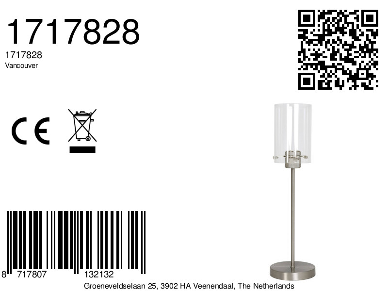 Zylinderförmige Tischleuchte aus Glas in Stahloptik Light & Living Vancouver – Bild 8