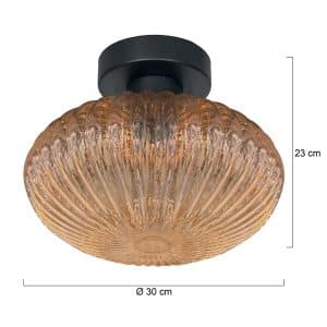 deckenlampeausgeripptembernsteinfarbenemglassteinhauerbloeba-ø30-7