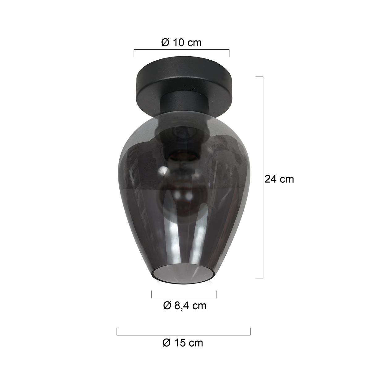 kleineschwarzedeckenleuchteausrauchglassteinhauerbloeba-ø15-7