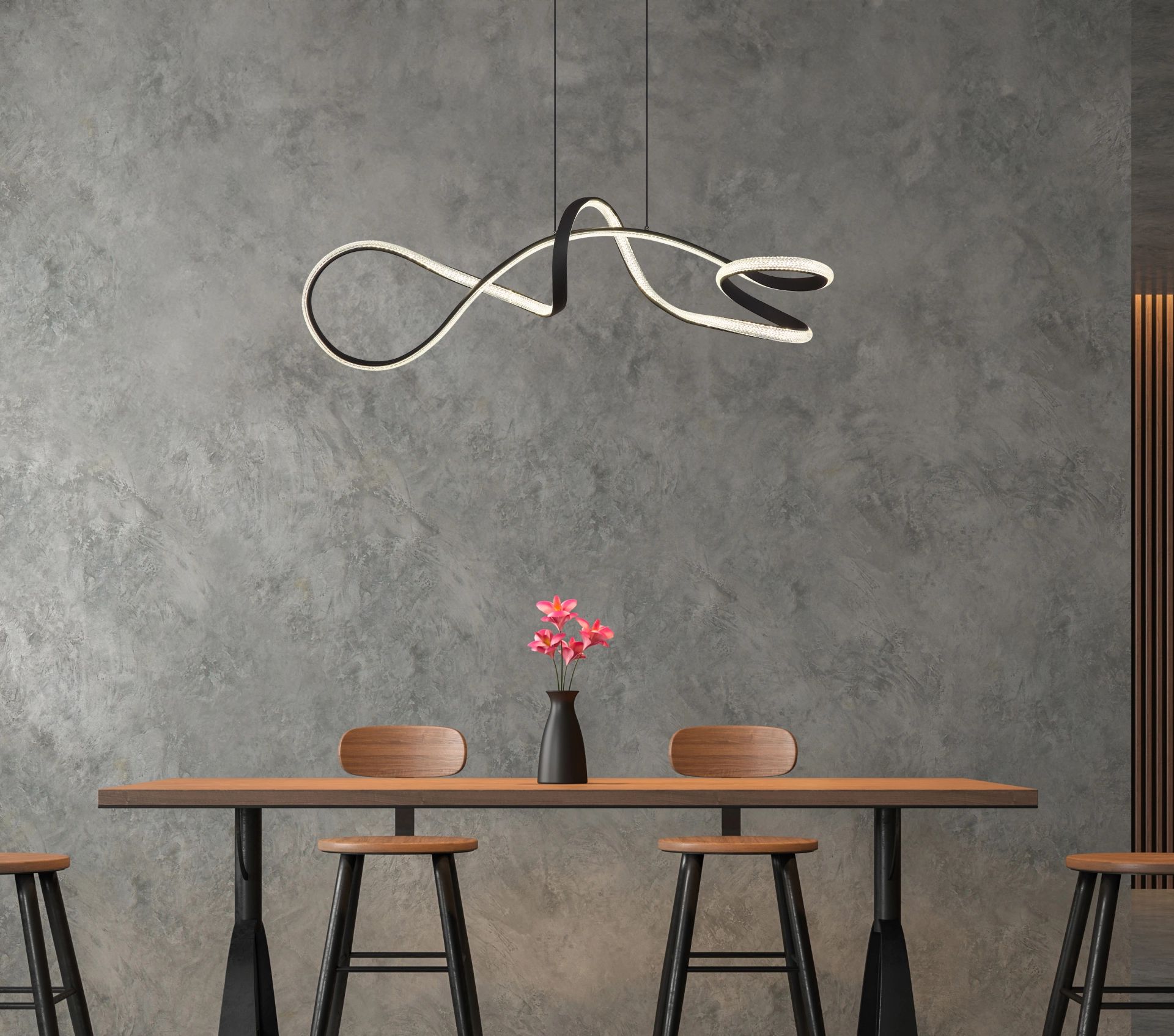 elegantependelleuchteausmattschwarzemmetallswirl-1