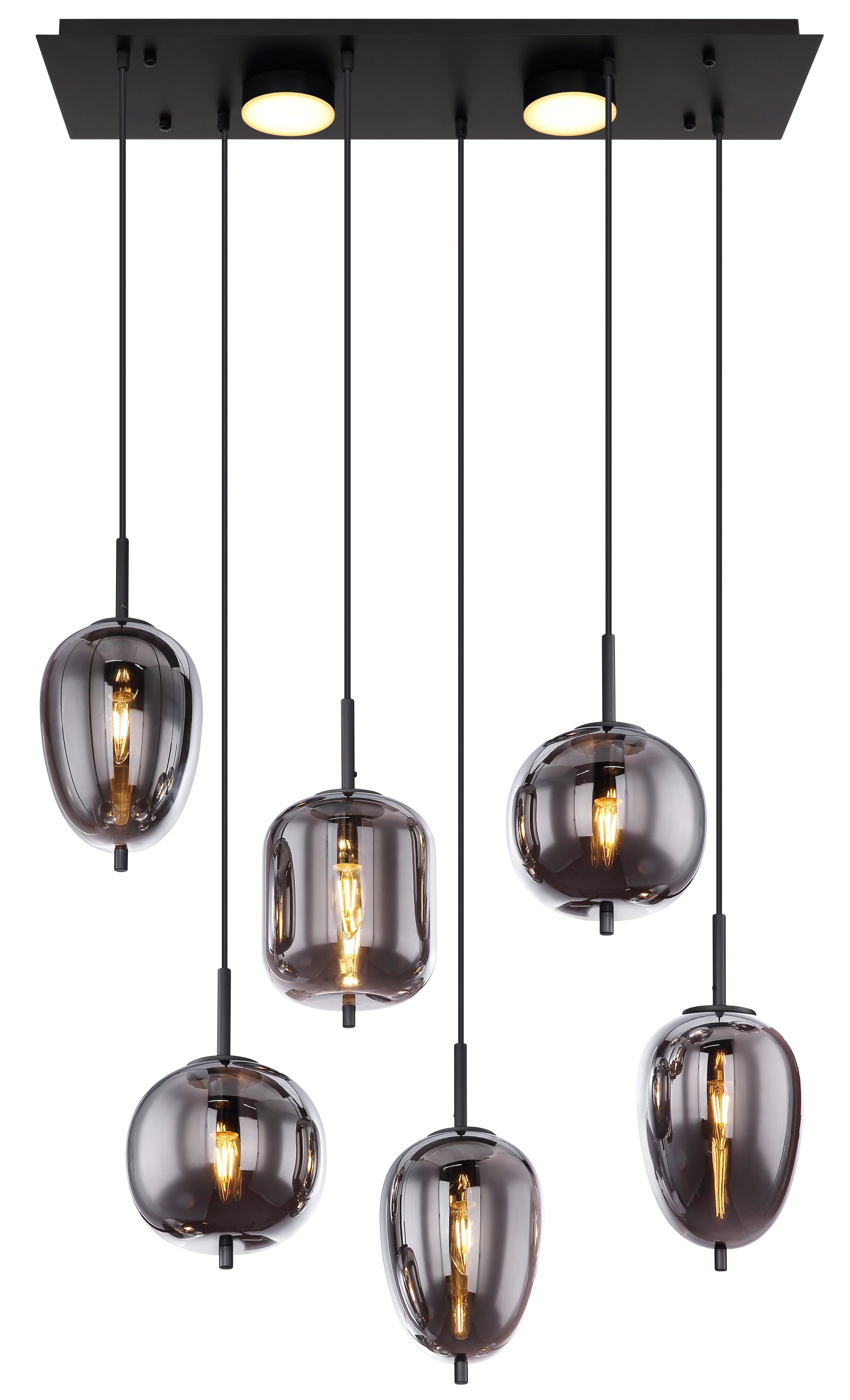 globo-hängeleuchte-blacky-schwarz-glas-großeesstischlampe-e14-15345-6l-1