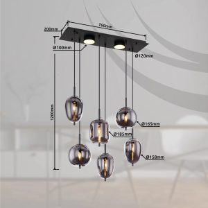 globo-hängeleuchte-blacky-schwarz-glas-großeesstischlampe-e14-15345-6l-1