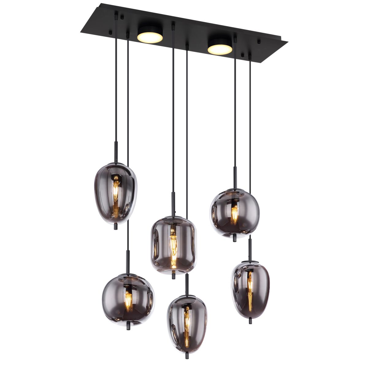 globo-hängeleuchte-blacky-schwarz-glas-großeesstischlampe-e14-15345-6l-1