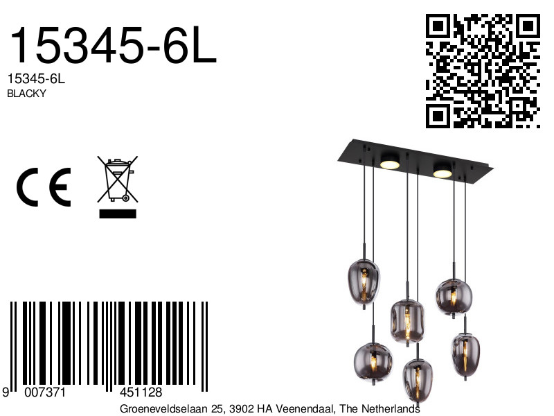 globo-hängeleuchte-blacky-schwarz-glas-großeesstischlampe-e14-15345-6l-8a