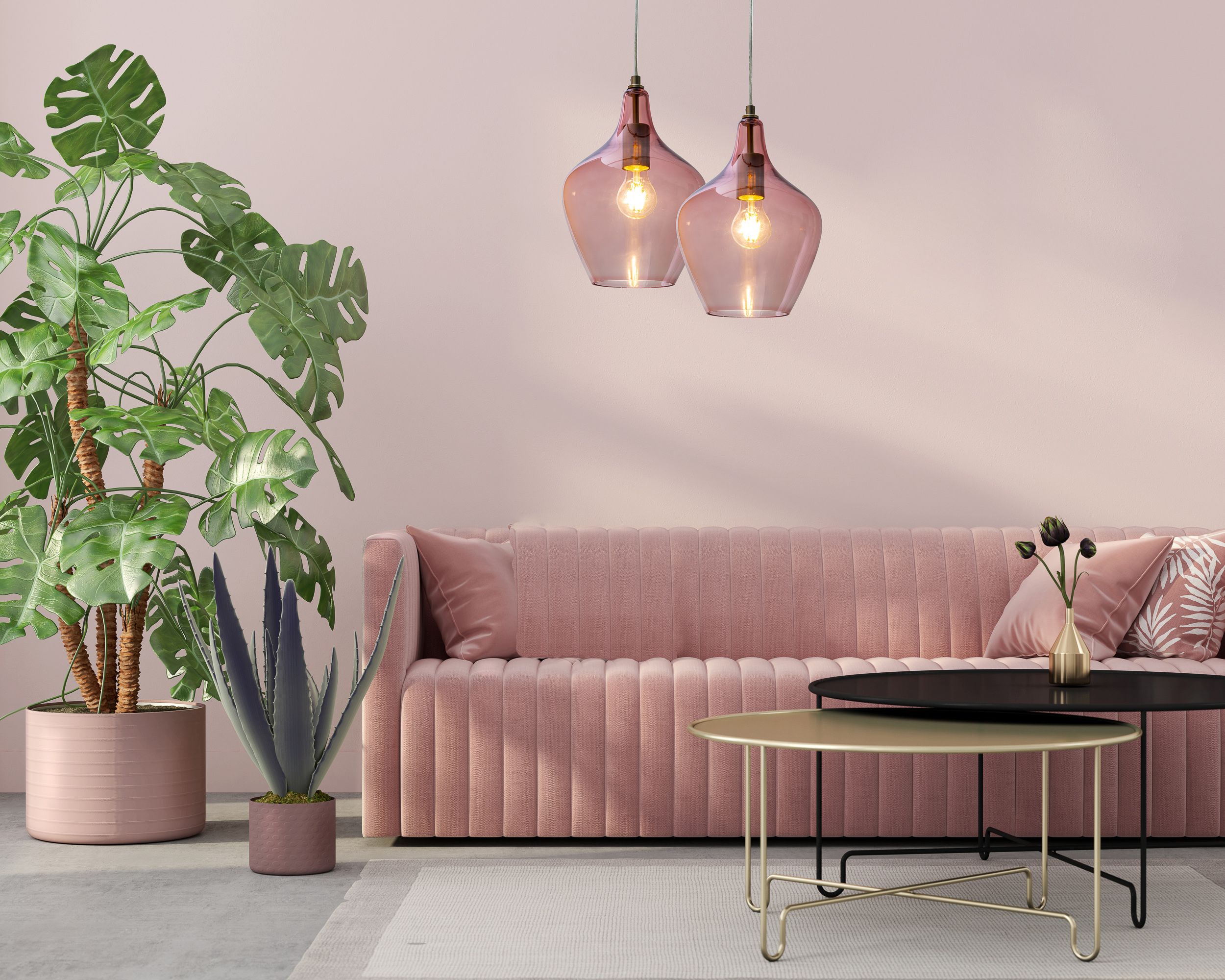 Pendelleuchte Rosa Glas Modern dimmbar online kaufen