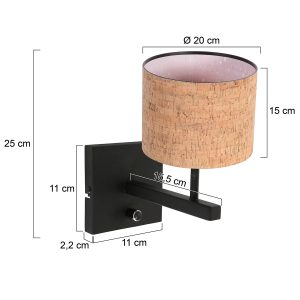 minimalistischeschwarzewandleuchtemitkorkschirmsteinhauerstang-7