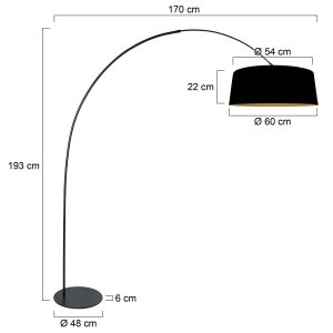 schwarzebogenlampemitleinenschirmundgoldfarbenerinnenseiteannelightcurve-7