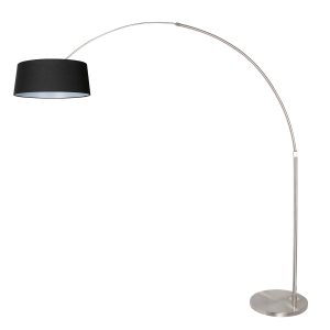 stahlfarbenebogenlampemitstilvollemgrauemleinenschirmsteinhauersparkledlight-1
