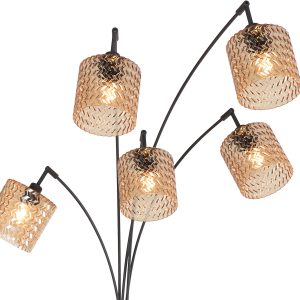 schwarzebogenstehlampemitfünfamberfarbenenrippengläsernmexliteocre-5