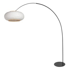 schwarzebogenlampemitelegantemleinenlampenschirmannelightingcurve-1