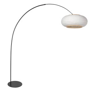 schwarzebogenlampemitelegantemleinenlampenschirmannelightingcurve-1