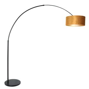 steinhauer-stehlampe-sparkledlight-schwarz-metalltextil-bogenlampe-e27-4691zw-1